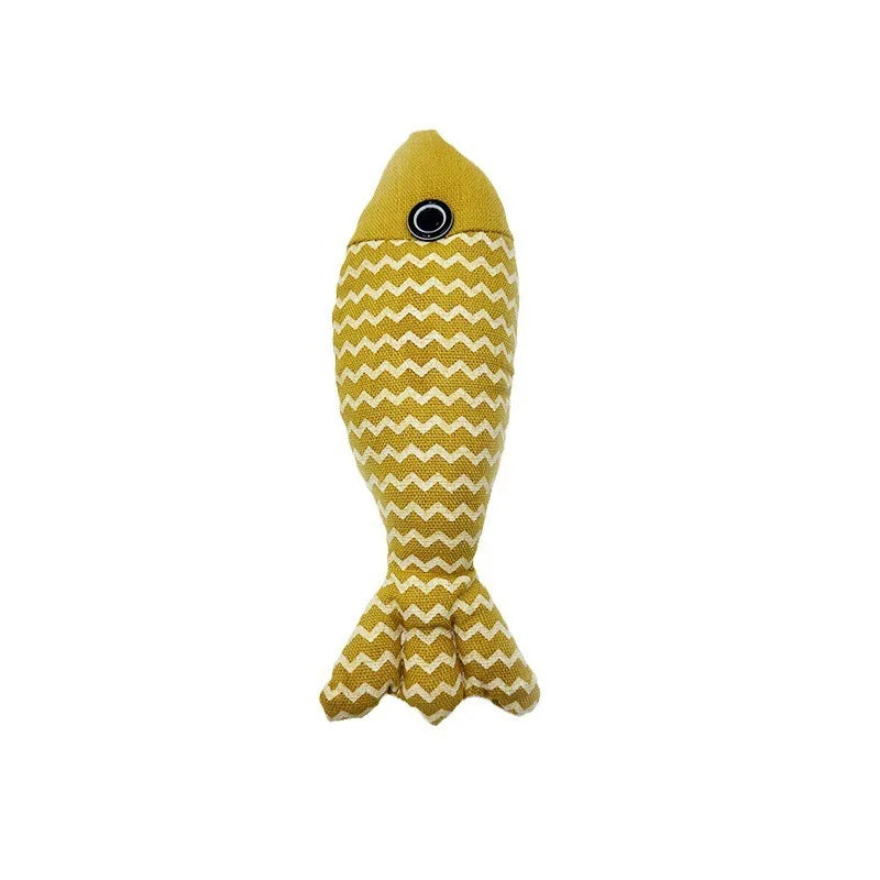 Fabric Fish Shaped Cat Toy Filled with Natural Catnip Bite Resistant Interactive Pet Toy for Indoor Cats