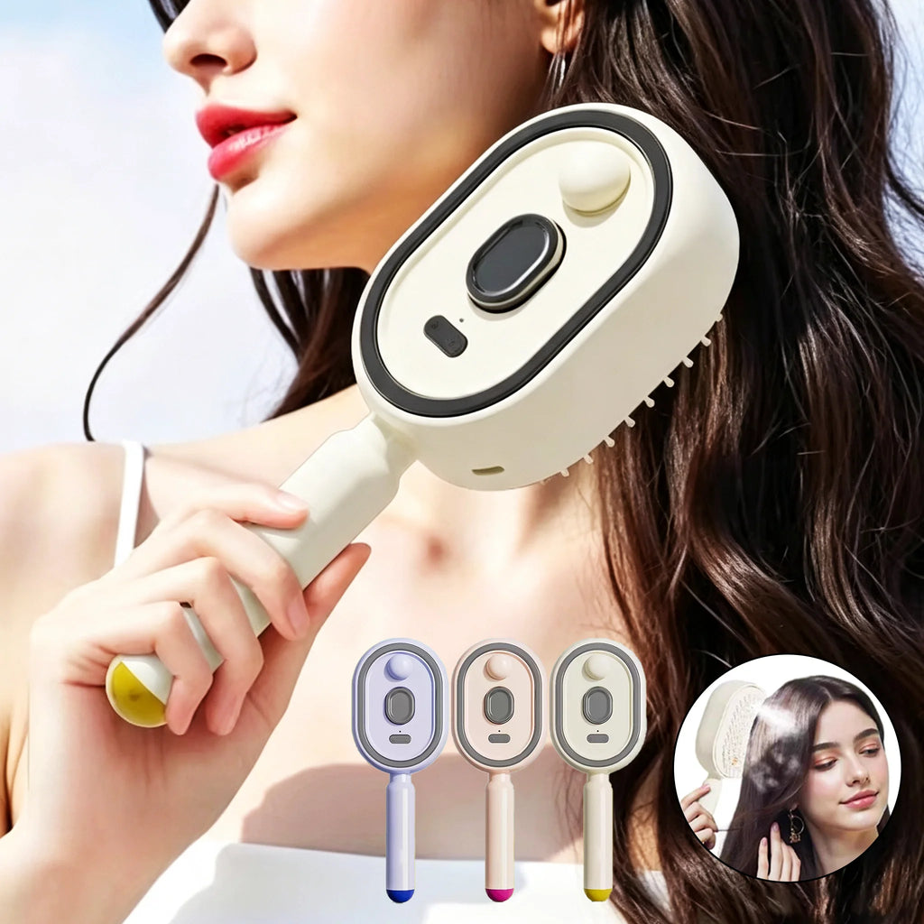 3-in-1 Electric Scalp Massage Brush - Steam Spray, Essential Oil, Self-Cleaning