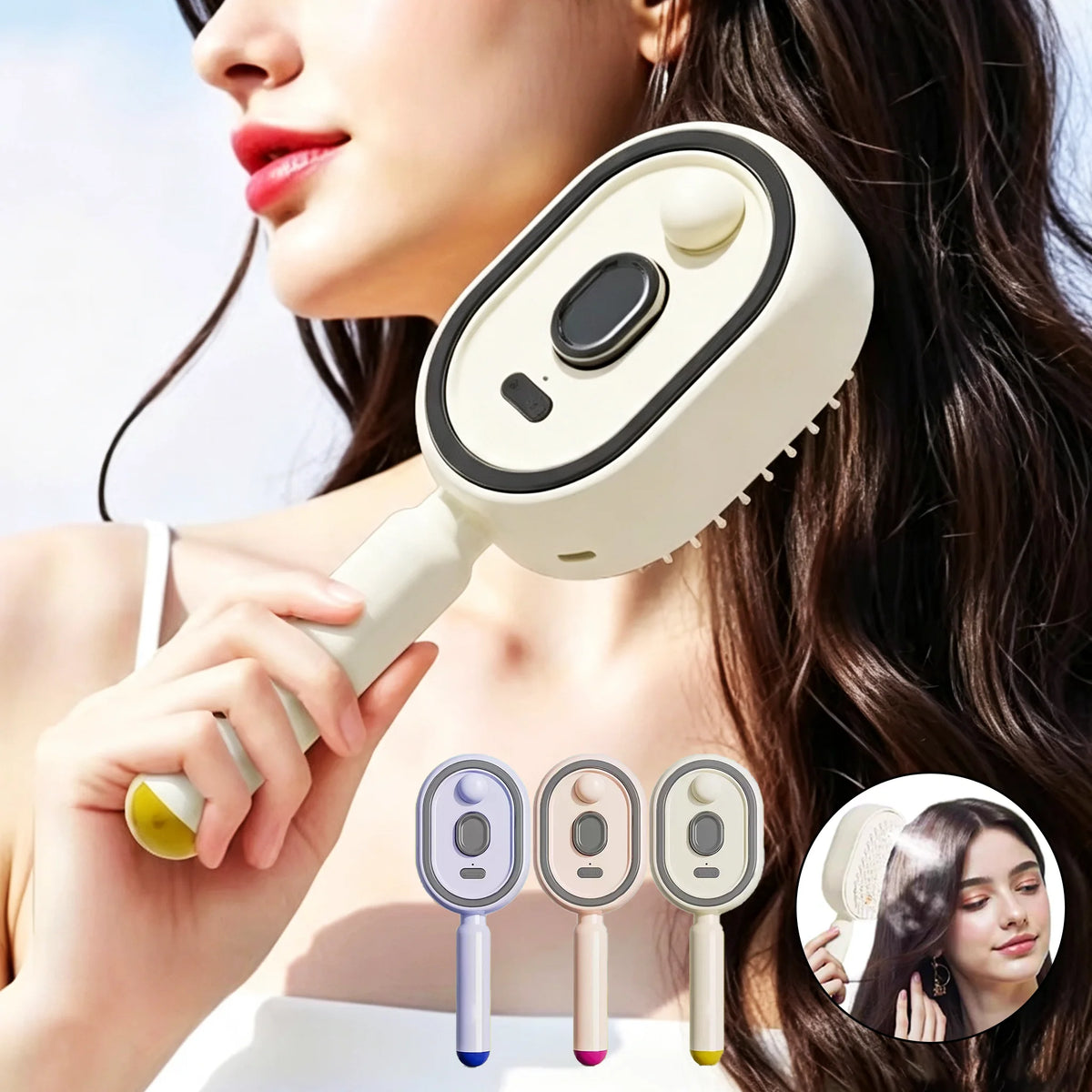 3-in-1 Electric Scalp Massage Brush - Steam Spray, Essential Oil, Self-Cleaning