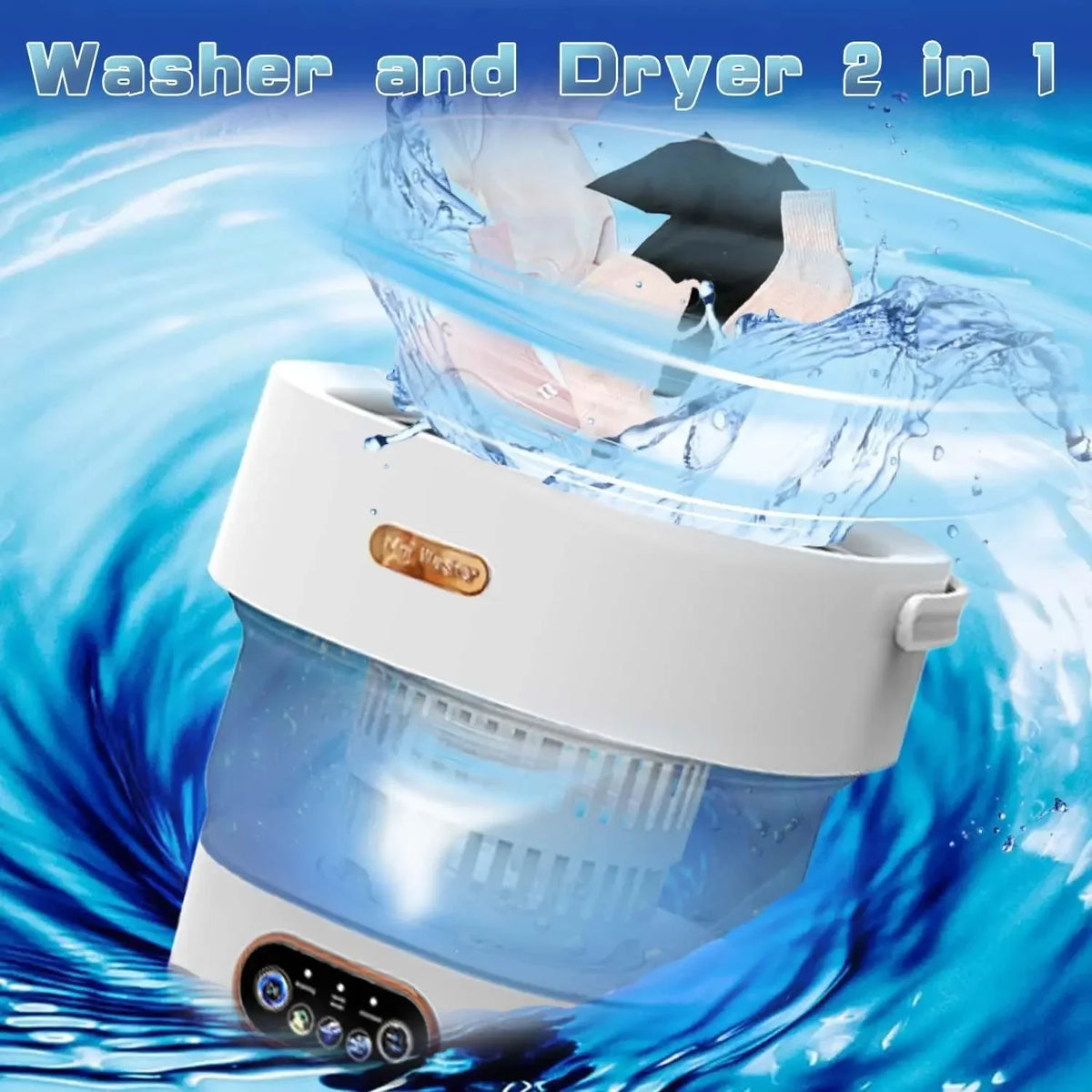 15L Foldable Portable Washing Machine with Spin Function