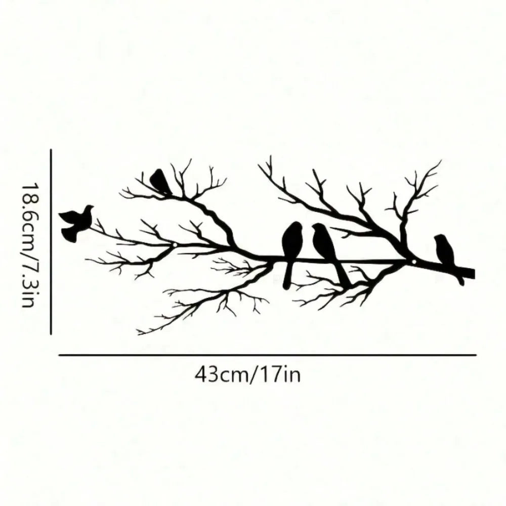 Farmhouse Rustic Metal Wall Art Outdoor Waterproof Black Birds Branch Decor