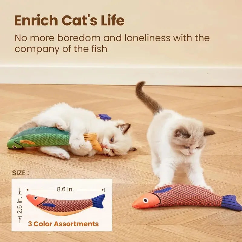 Cat Toys Fish,Teeth Grinding Catnip Toys,Soft and Durable,Kitten Toys Interactive Sounding Cat Chew Bite Plush Toys Cat Supplie